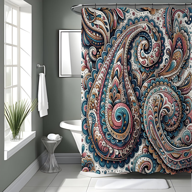 Rideau de douche Eracle Paisley, H 70 po x l 93 po