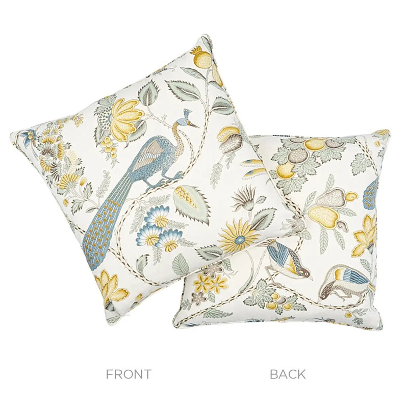 Campagne Pillow, 22" x 22", Cadet/Citron