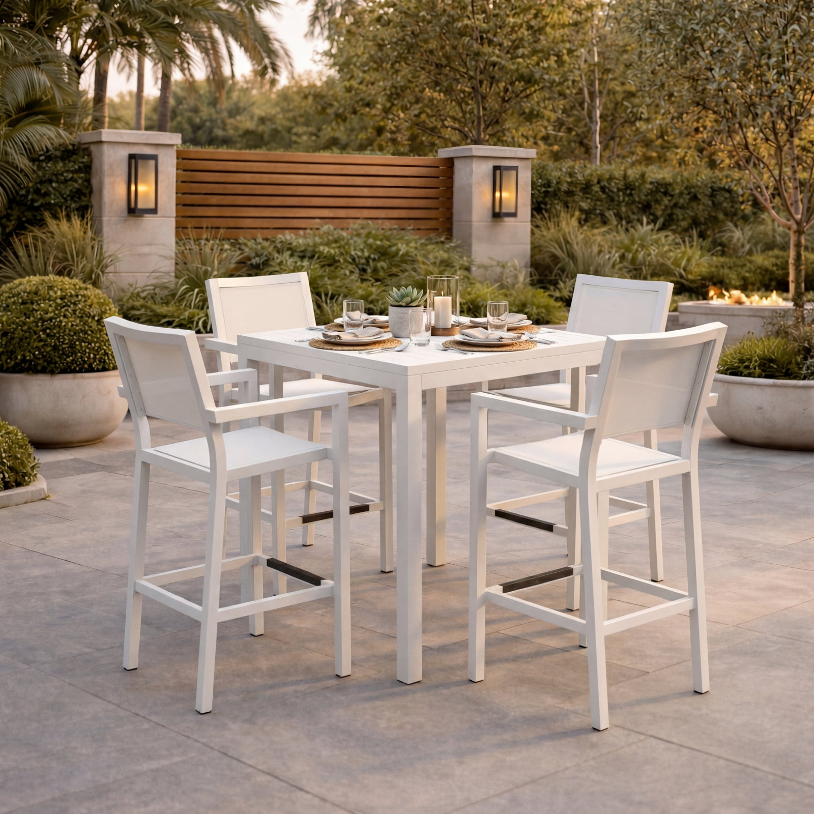 Poinsettia 47'' Aluminum Outdoor Bar Stool