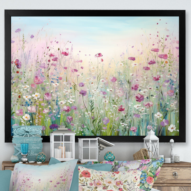Art sur toile, "Fleurs sauvages", Cadre photo unique, H 12 po x l 20 po, Noir