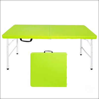 Table pliante portative verte pour l'intérieur et l'extérieur, facile à transporter et à nettoyer