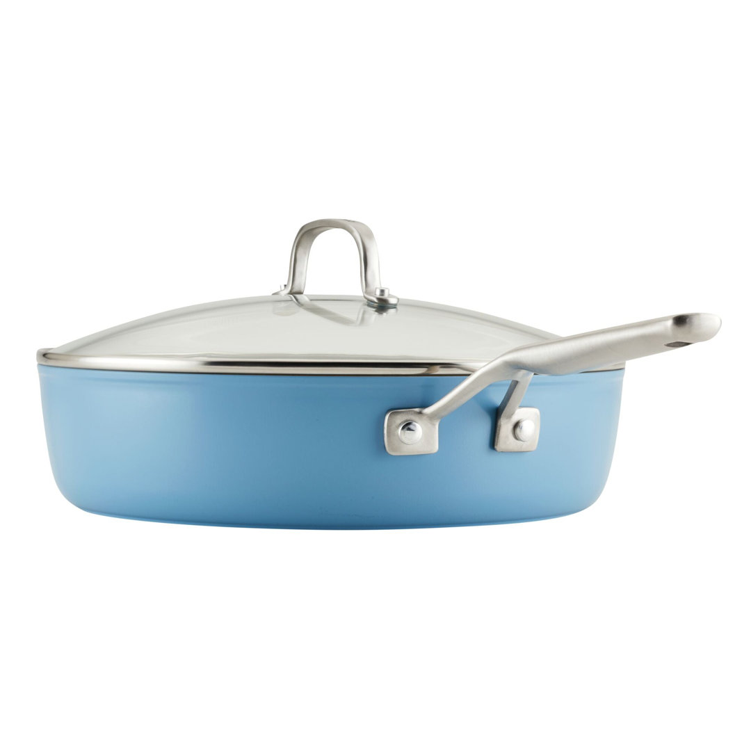 KitchenAid® Hard Anodized Ceramic Nonstick Saute Pan with Lid, 5 Quart KitchenAid® Color: Blue Velvet