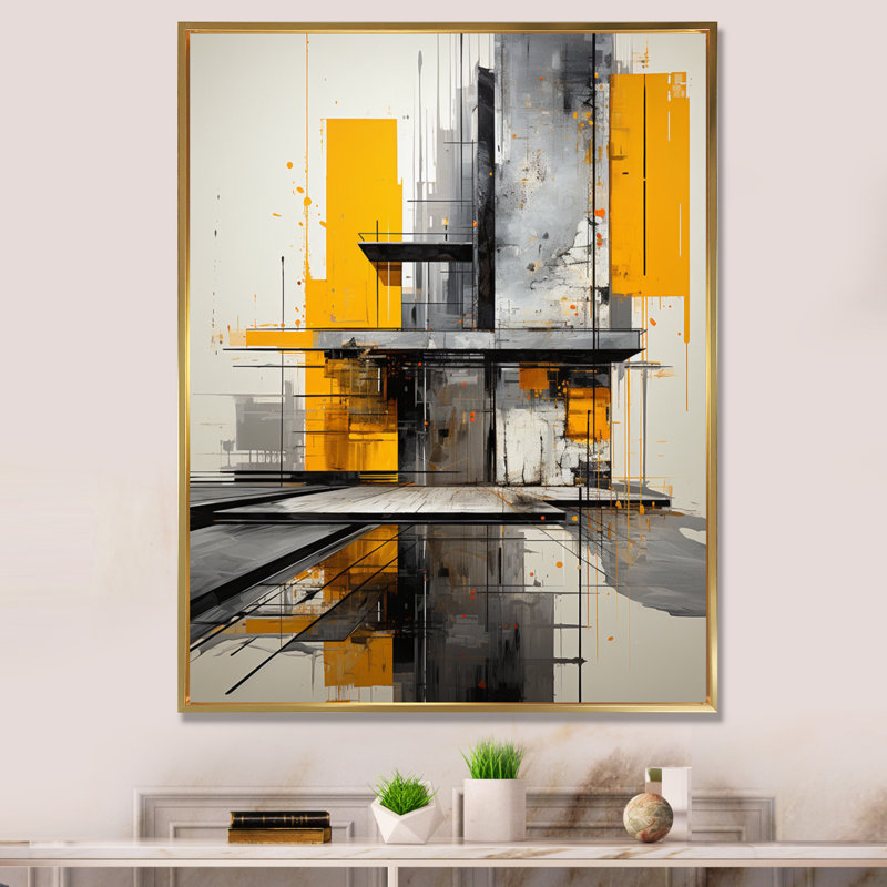 Bogen " Constructivism Constructed Realities II ", Gold Floater Framed, 20" H x 12" W x 1" D