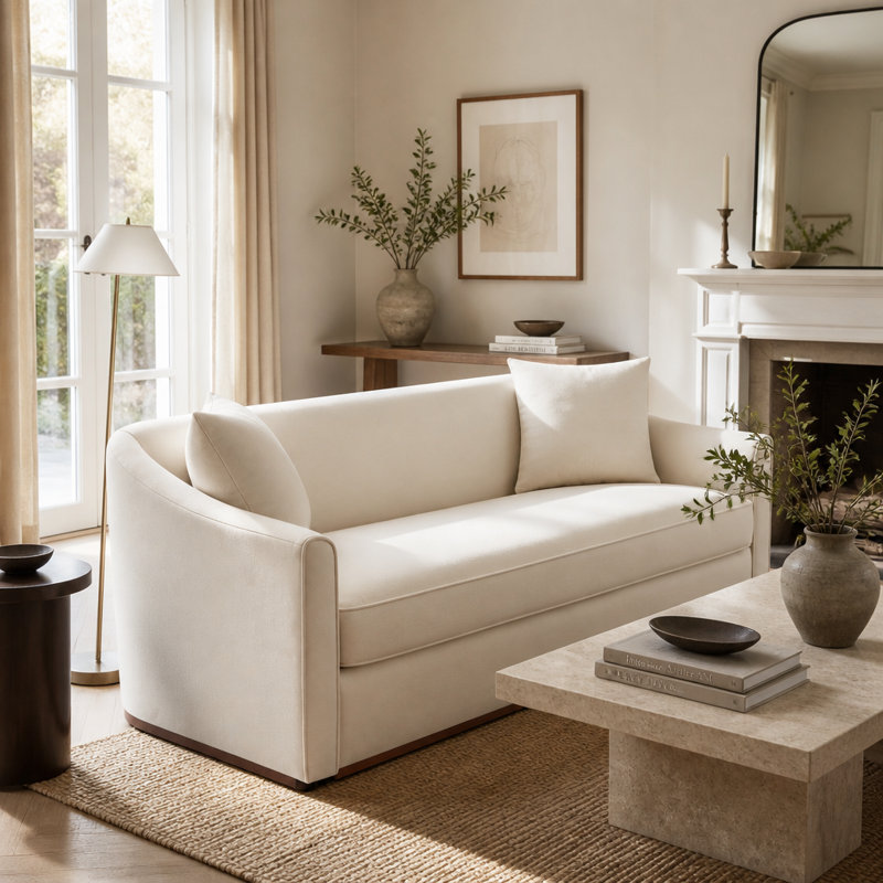 Canapé moderne à 3 places 75,78 po Canapé, Chenille beige