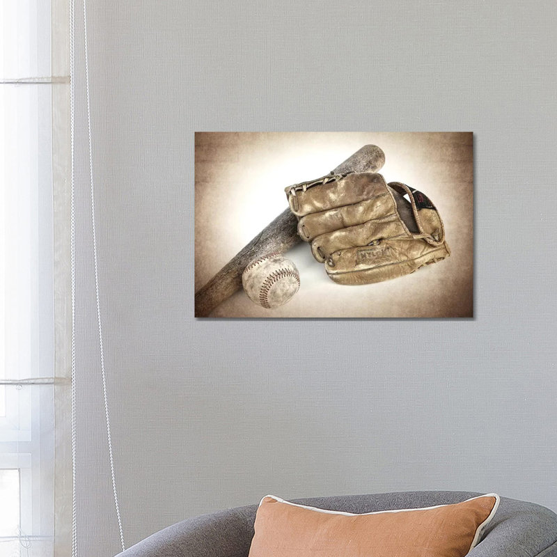 Baseball Bat Glove - Print on Canvas, Wrapped Canvas, 66.04 cm H x 45.72 cm W x 3.175 cm D