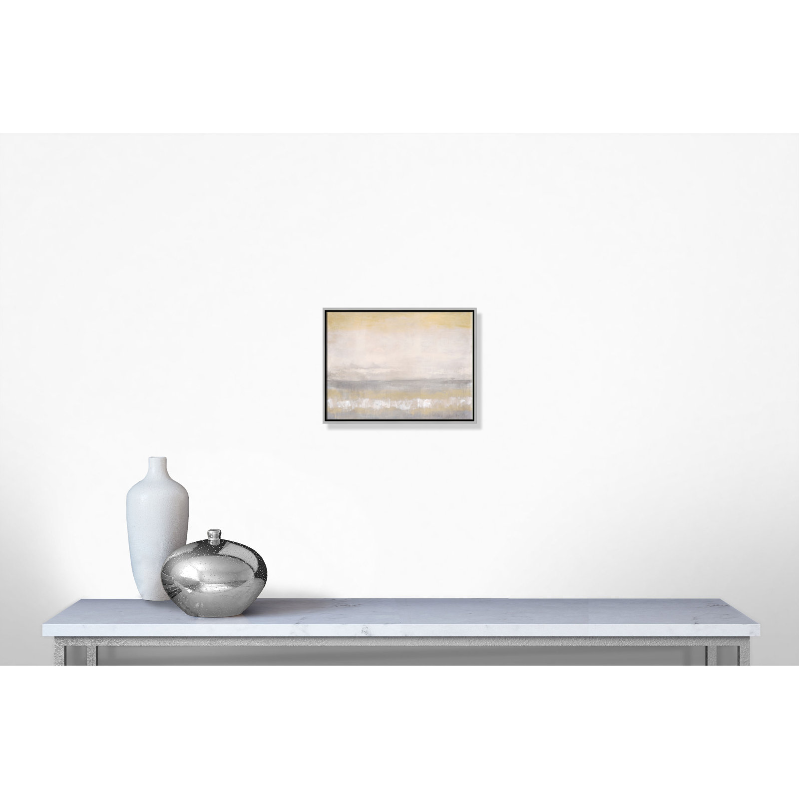 Willadeene "Morning Calm 2" Painting, 18" H x 24" W x 2" D, Silver Framed