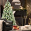 Arbre de Noël de 6 pi: 988 pointes mélangées, 66 branches de pin, conception à charnières facile à monter, support en métal pour arbre de fête avec branches réalistes, structure simple et rapide, base