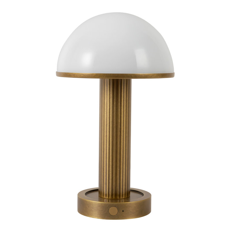 Vienna 9-in Black dimmable LED Table Lamp, Vintage Brass