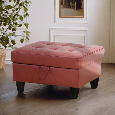 35" Wide Faux Leather Tufted Rectangle Storage Ottoman
