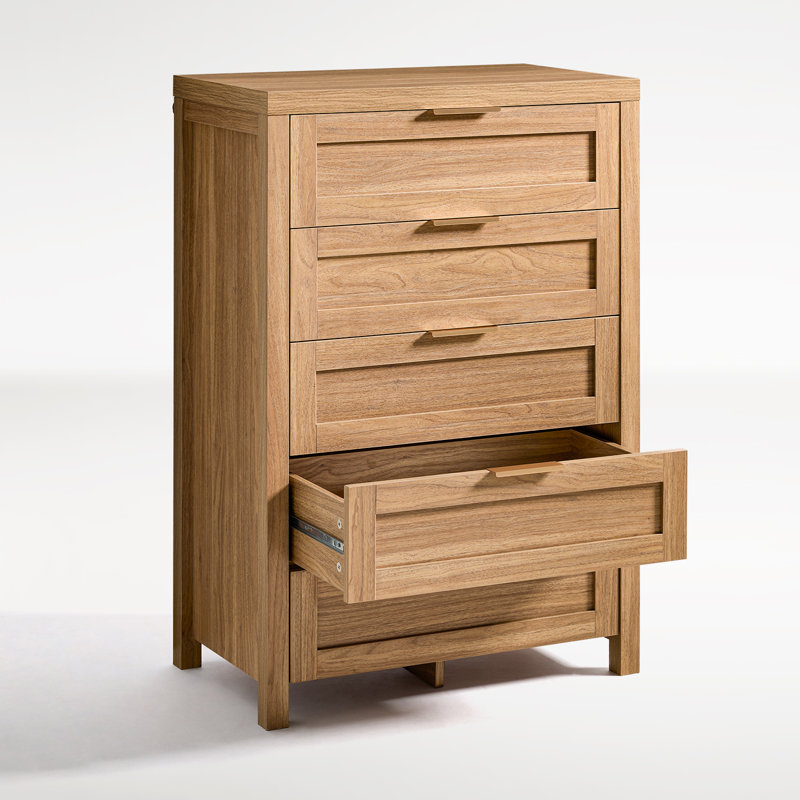 4 Piece Bedroom Set with Dresser & Nightstand, Natural Oak