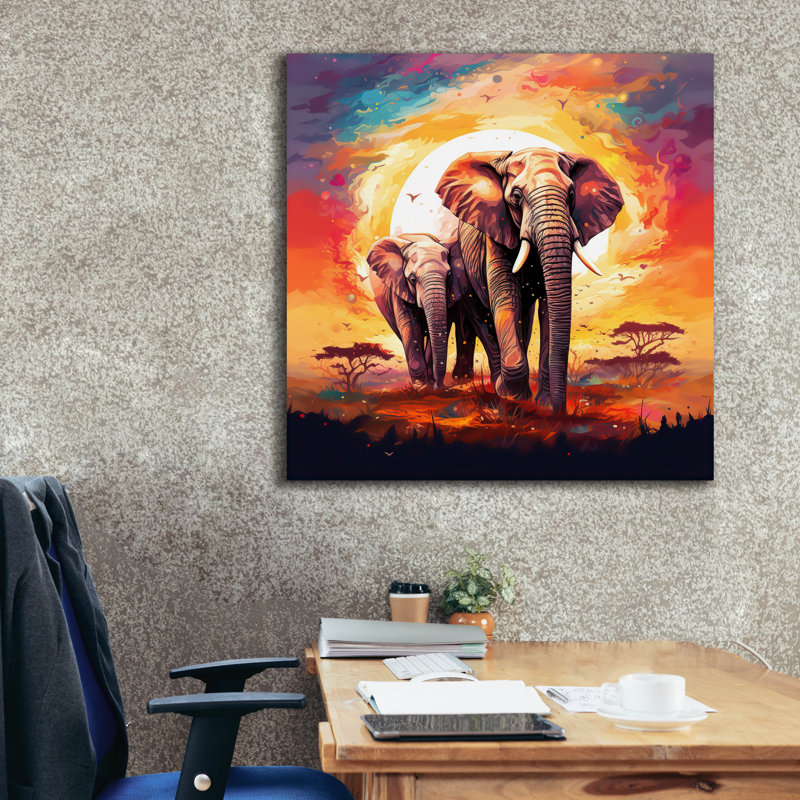 Art mural épique «Elephant» par r3darch0n, H 37 po x l 37 po x P 1,5 po
