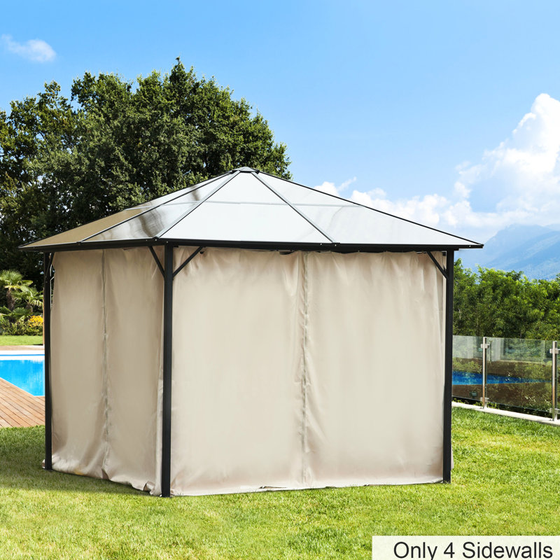Panneau latéral beige pour abri de jardin, 10 pi x 10 pi, avec fermeture à glissière et crochet, pour les cabanes, rideau facile à installer, fermeture à glissière intérieure et extérieure
