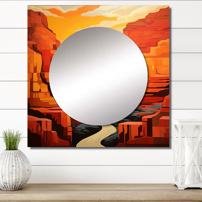 Canyon Canyon Sunset Sunset Bold Landscape I - Grand miroir mural carré Canyon, 36 po x 36 po