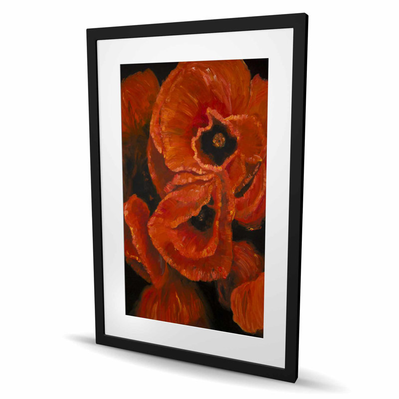 «Poppy Bouquet - Contemporary Flowers», reproduction encadrée, H 36 po x l 24 po, Black
