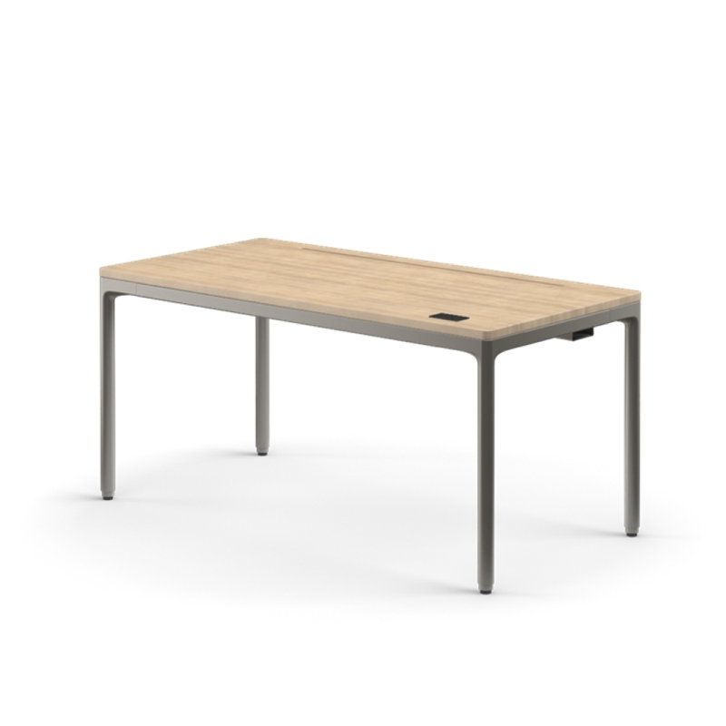 eFloat Quattro, 23 in. D x 58 in. W Sit-Stand Desk with Carbon Black Base, Carbon Black Painted Wood Top, and Black Salzburg Leather Cable Manager