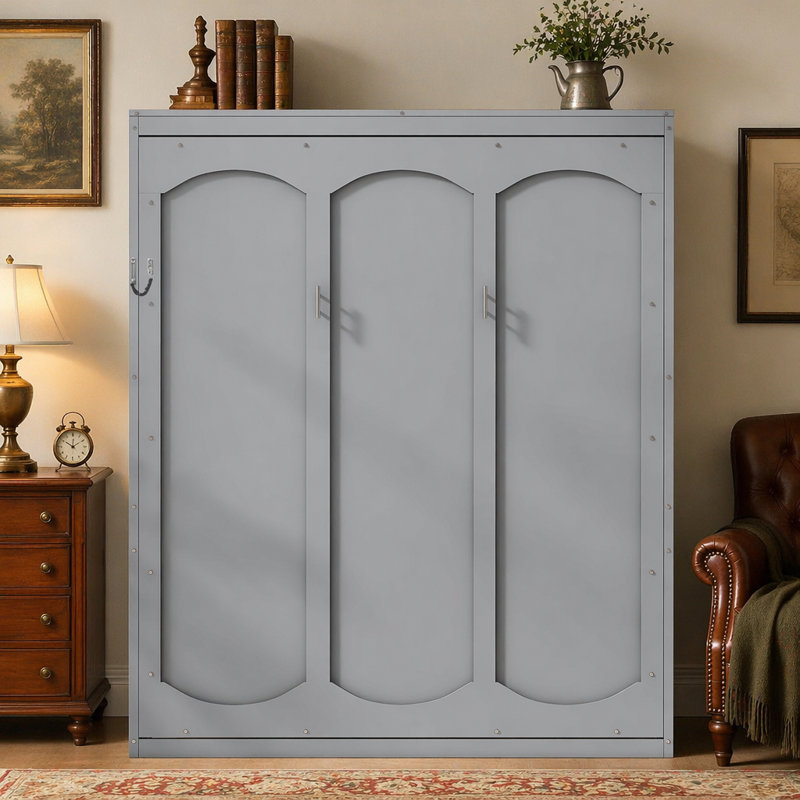Lit escamotable mural avec tablettes Murphy, Gris