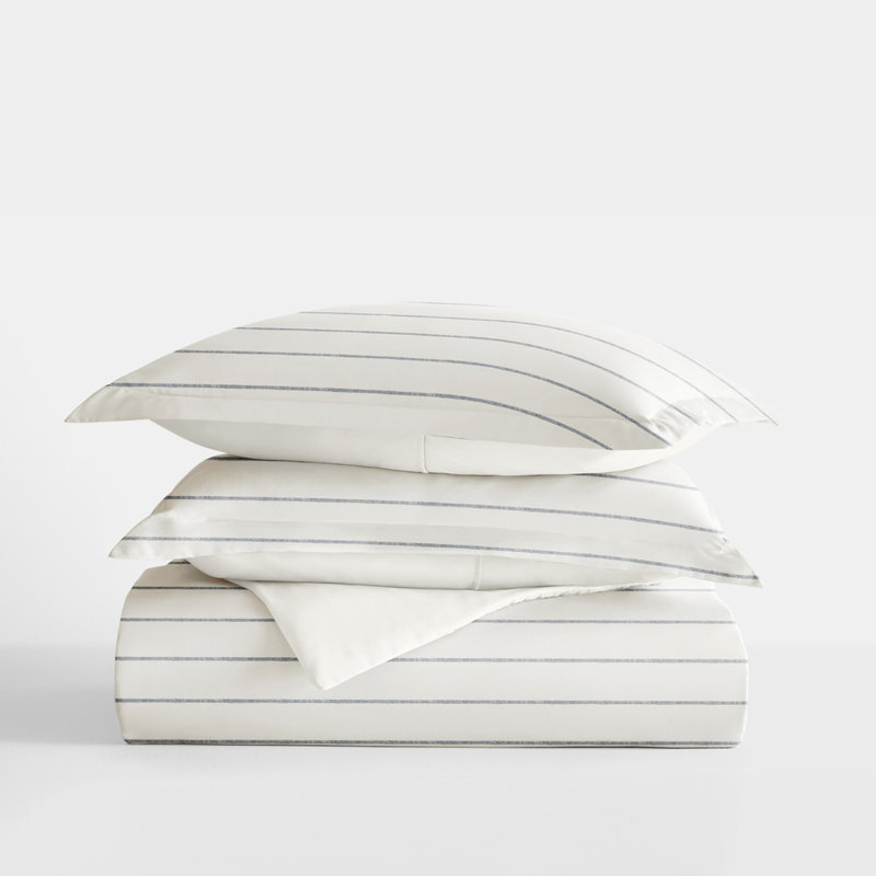 Duvet Cover Set Patterned Microfiber Ultra Soft Bedding in Harbor Stripe, Queen Duvet Cover + 2 Standard Shams