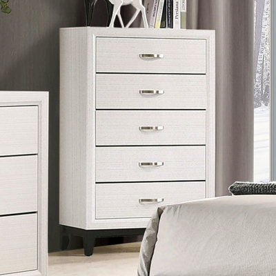 Mobilier de chambre à coucher style contemporain à deux tons avec pieds en bois et barre de nickel