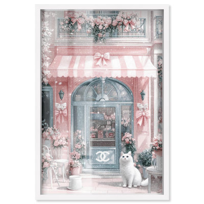 «Cat at the Bow Store Shadowbox Print Glam Art Prints» par Art Remedy