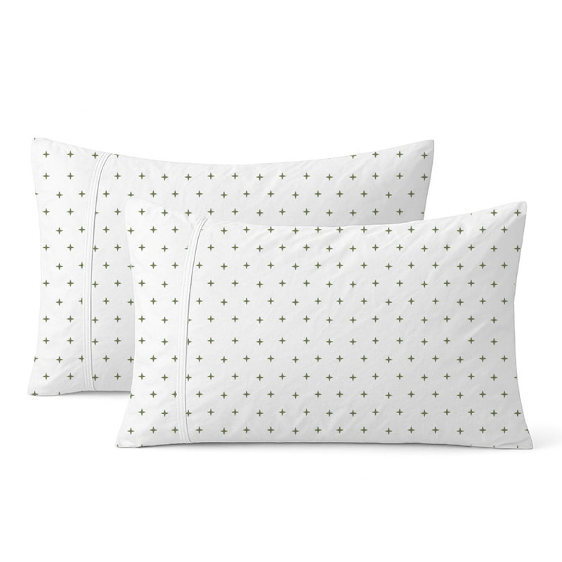 Plus Embroidered Cotton Sheet Set, Full Sheet Set, Sage