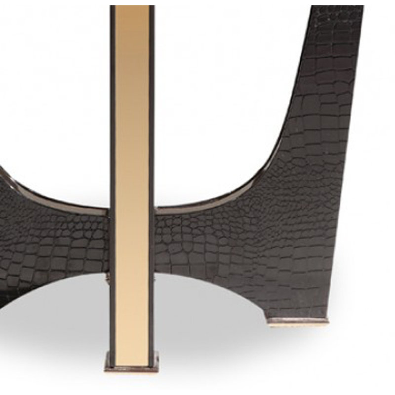 Modern Black Crocodile & Rosegold End Table