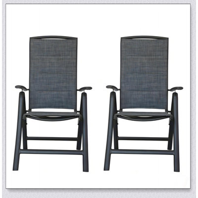 Ensemble de 2 chaises de patio pliantes inclinables en aluminium avec dossier haut réglable pour un confort extérieur