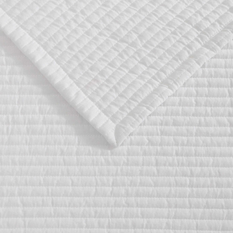 Vera Wang Cotton Voile Solid White Quilt Set, King Quilt + 2 King Shams