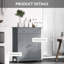Armoire de salle de bain en gris, 2 portes et tiroirs avec tablette réglable, rangement autoportant, matériau, eau, espace supplémentaire pour les serviettes