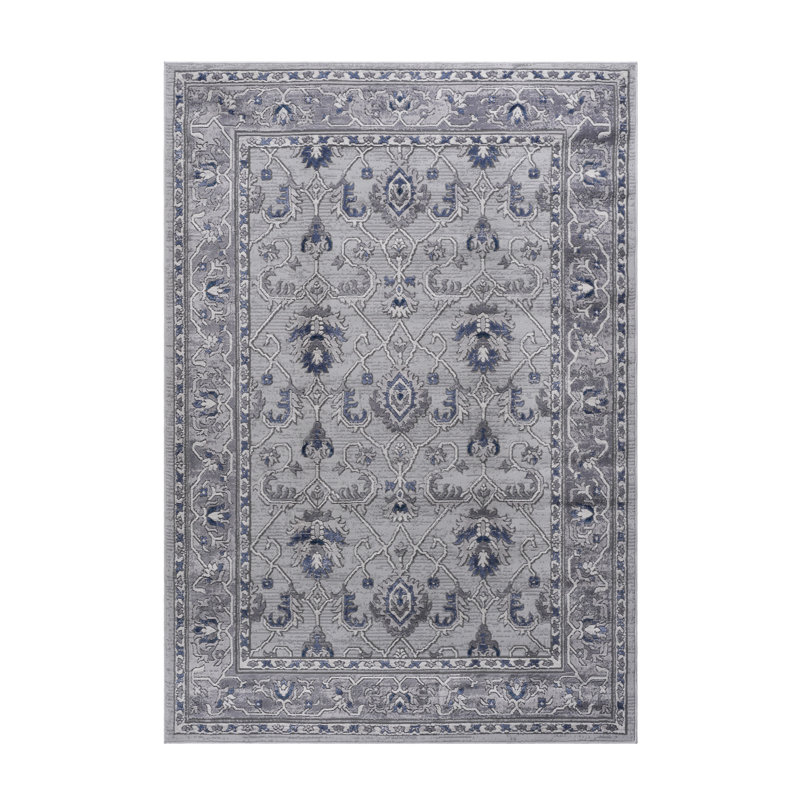 Grey/Blue/Oriental Non-Shedding Living Room Bedroom Dining Home Office Stylish And Stain Resistant Area Rug