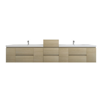 Ensemble de meuble-lavabo double mural 138 po Moreno Bailey