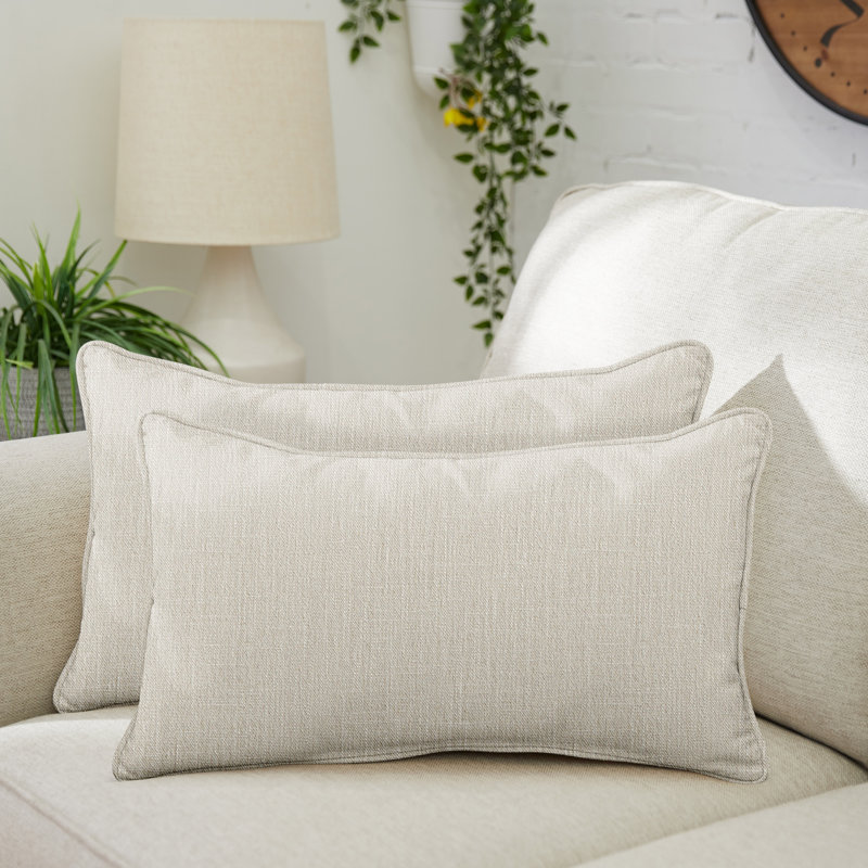 Coussin décoratif intérieur / extérieur en polyester , Rosé, H 12 po x l 24 po, Rectangulaire