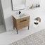 Meuble-lavabo autoportant / flottant pour salle de bain avec lavabo et poignée en métal-964817560