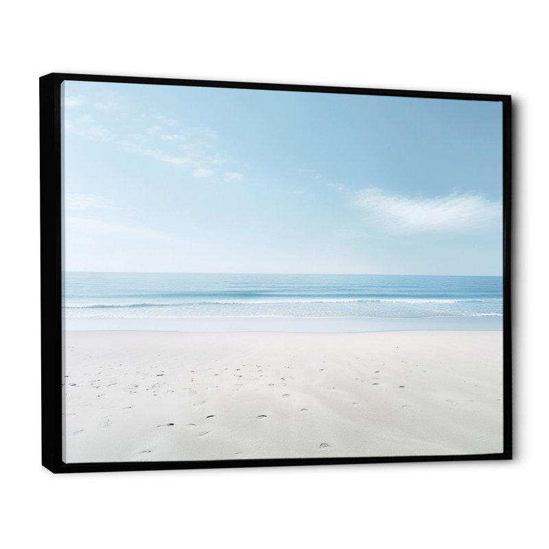 «Aloura Minimalisme Beachside Serenity - Coastal Beach», art mural, Cadre flottant noir, H 12 po x l 20 po x P 1 po