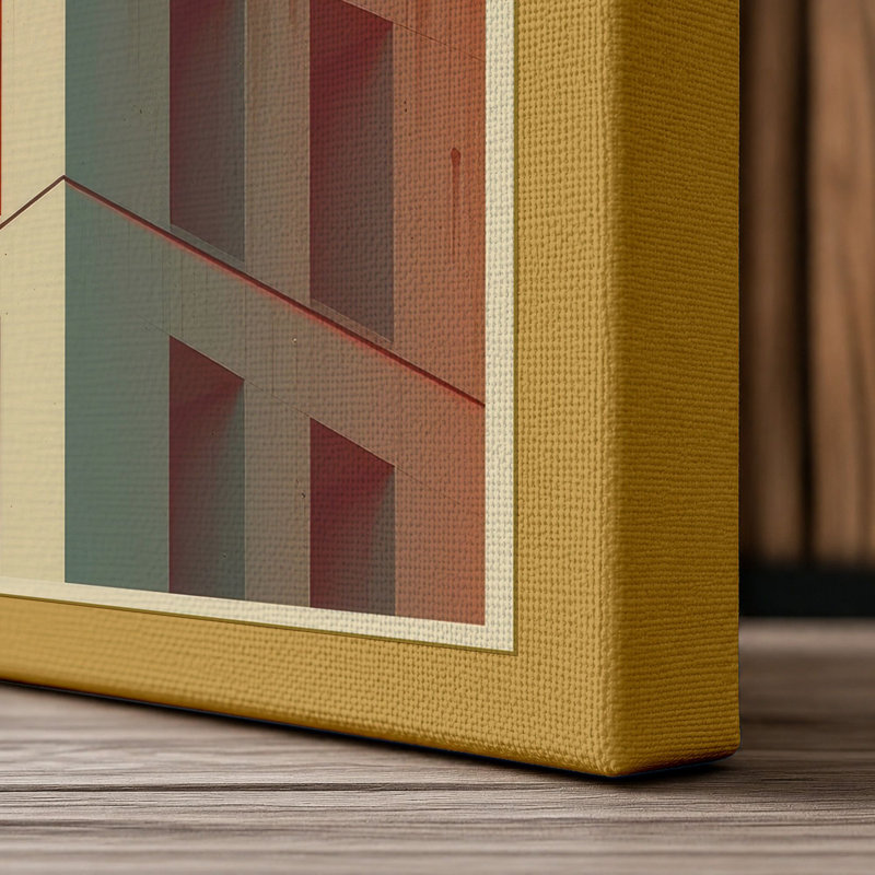 Isometric Tower Art Deco - Wrapped Canvas, 24x16 - 61.0 x 40.6 cm, Ochre Border