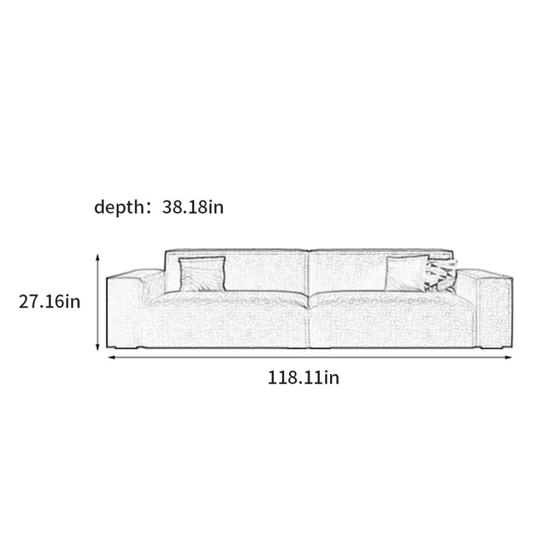 Canapé italien moderne et simple italien, H 27,16 po x l 118,11 po x P 38,18 po, 4
