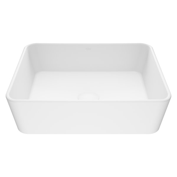 VIGO Marigold Handmade Matte Stone Rectangle Vessel Bathroom Sink in Matte White