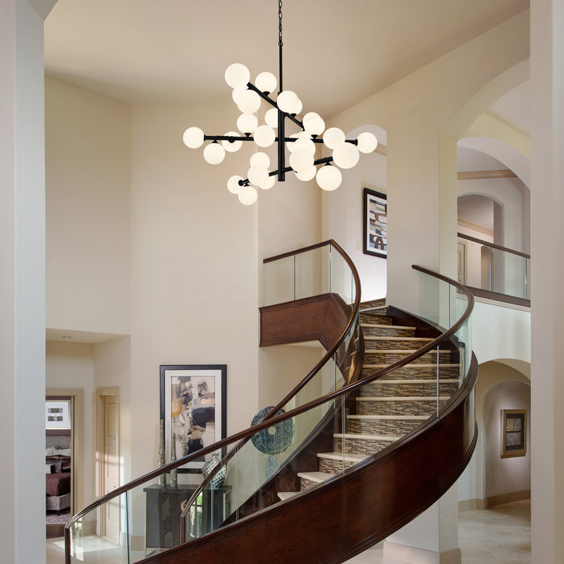 30 - Light Dimmable Glass Bubble Sputnik Mid Century Modern Chandelier