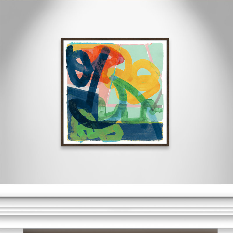 «Dwyer Link» par Cartissi - peinture encadrée, H 32 po x l 32 po x P 0,75 po, Cadre noyer