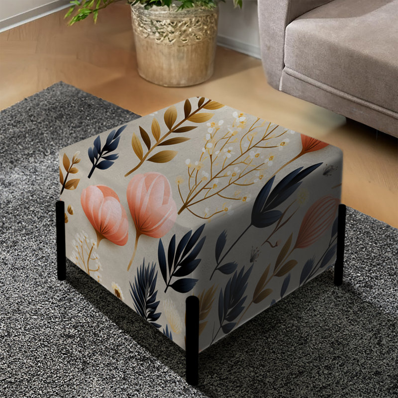 Simplicité en fleurs scandinaves roses - repose-pieds carré floral