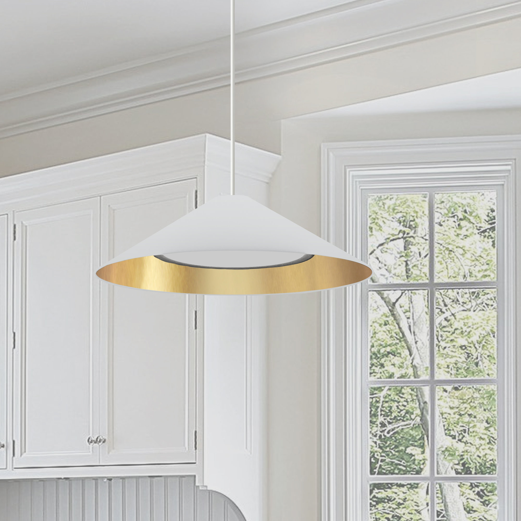 Carington Single Light Poly-Blend Dimmable LED Pendant, White/Silver, Matte White