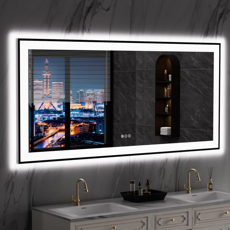 Miroir mural anti-buée, 36 po x 55 po, Blanc2