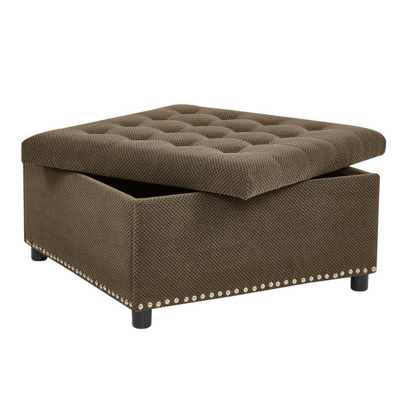 Upholstered Ottoman with Storage, Coffee