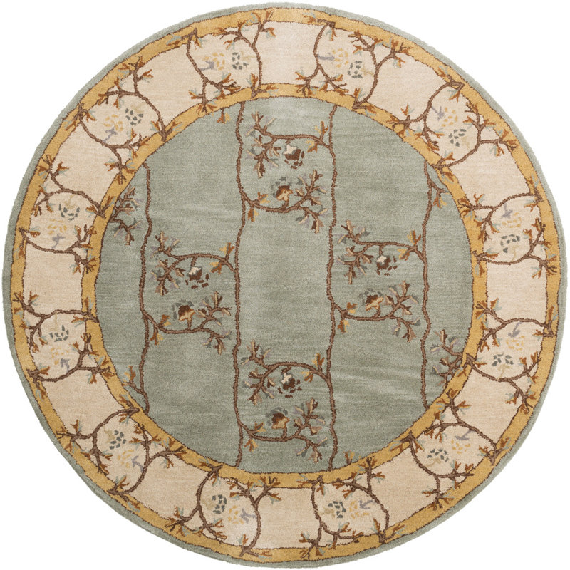 Tapis gris / beige en laine touffeté à la main Arnedra, Rond 6 pi