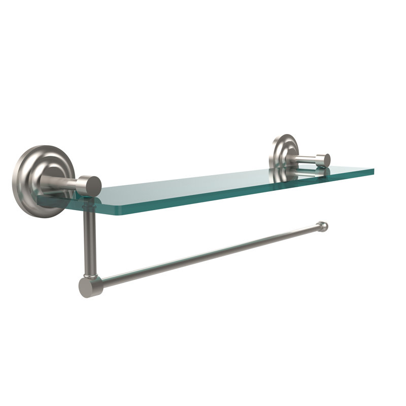 Meira Bracket Shelf with Towel Bar, Matte Gray, 5" H x 16" W x 5" D