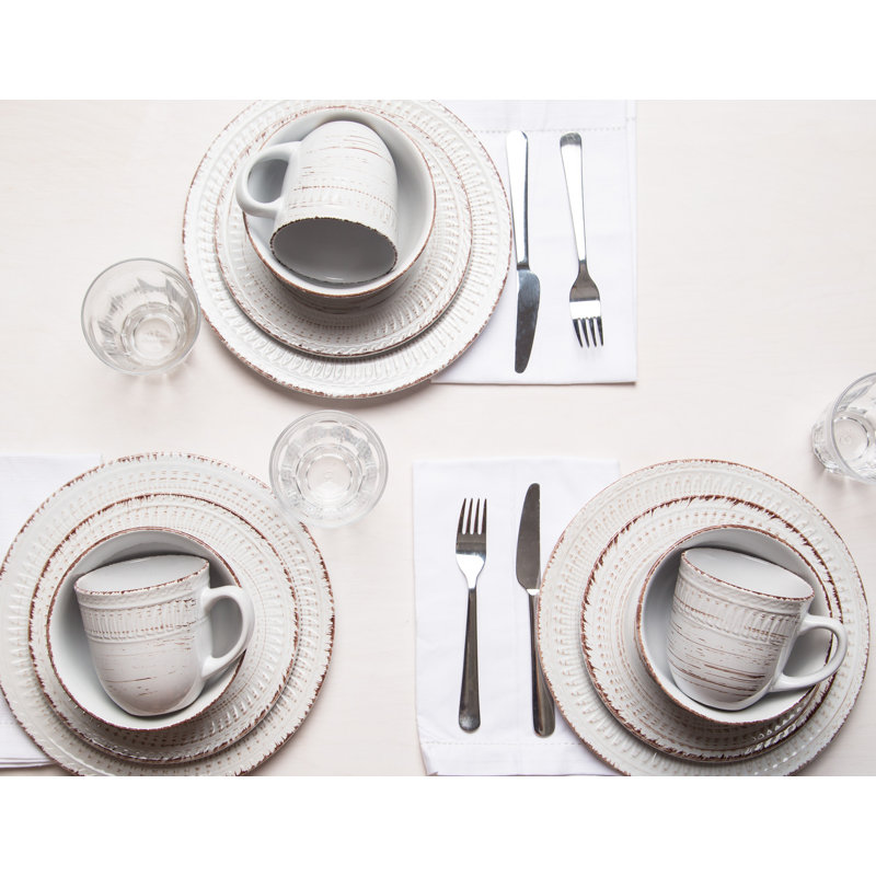 Service de table 16 pièces, service pour 4 Willette, Blanc