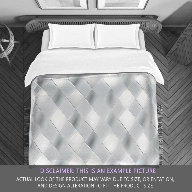 Machine Printed Comforter, Twin Comforter, Silver/White Argyle