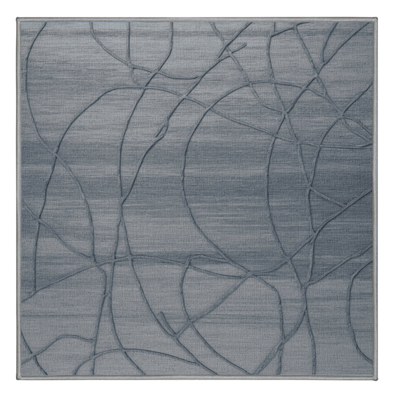 Tapis abstrait gris lavable à la machine, Carré 3 pi