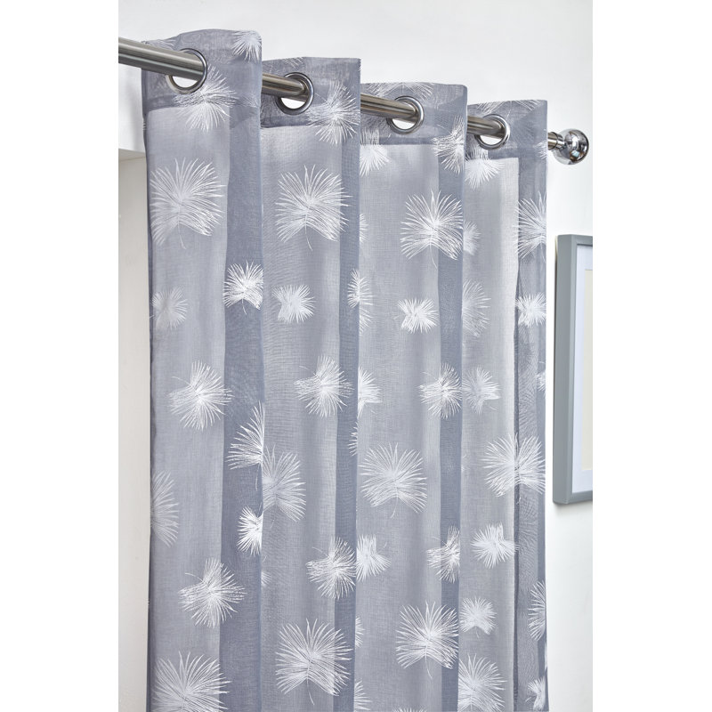 Casandra Sheer Curtain Single Panel, 145 W x 137 D cm, Silver