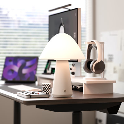 Lampe de table à DEL sans fil rechargeable Mushroom, contrôle tactile de luminosité à 3 niveaux, blanc cassé