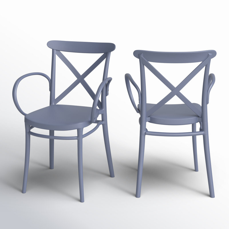 Fauteuil de patio empilable Kenne Anco, Gris foncé